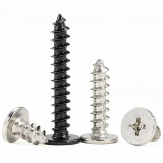 Black/Nickel Plated Cabon Steel Phillips Thin Flat Head Self-tapping Screw