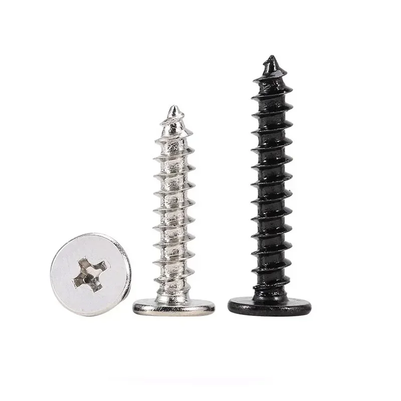 Black/Nickel Plated Cabon Steel Phillips Thin Flat Head Self-tapping Screw - Image 2