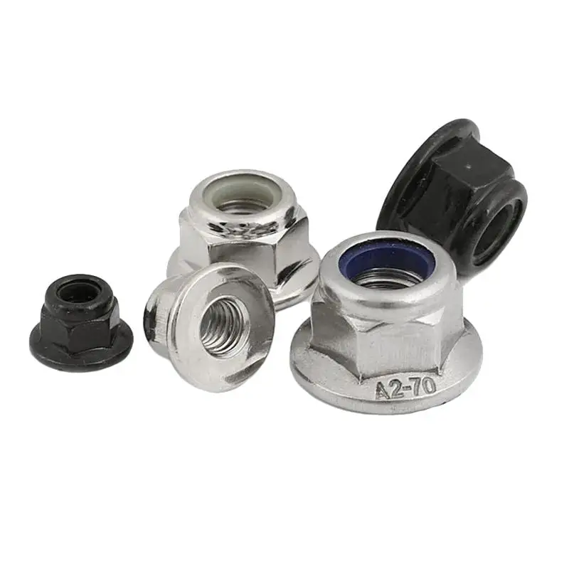 304 Stainless / Carbon Steel Hexagon Flange Nylon Lock Nut - Image 2