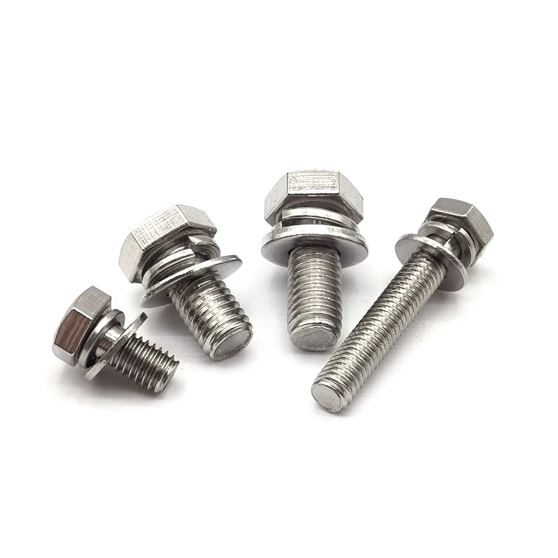 GB9074.17 304 Stainless Steel Hexagon Bolt + Spring Lock Washers + Plain Washer - Image 3