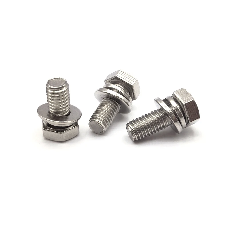 GB9074.17 304 Stainless Steel Hexagon Bolt + Spring Lock Washers + Plain Washer - Image 2
