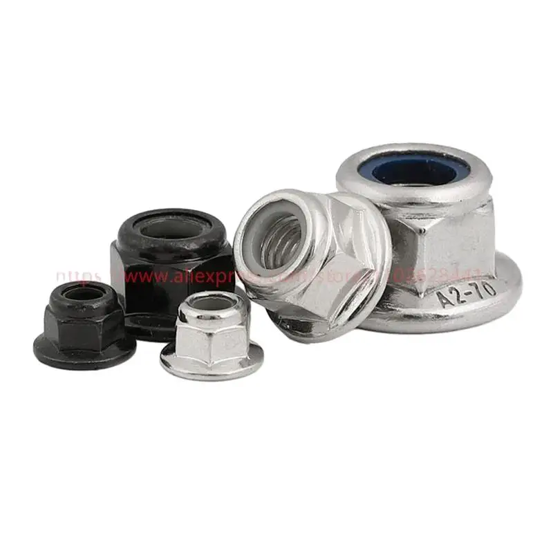 304 Stainless / Carbon Steel Hexagon Flange Nylon Lock Nut - Image 4