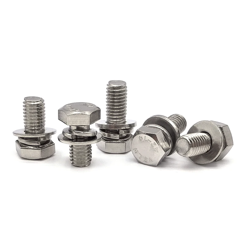 GB9074.17 304 Stainless Steel Hexagon Bolt + Spring Lock Washers + Plain Washer - Image 4