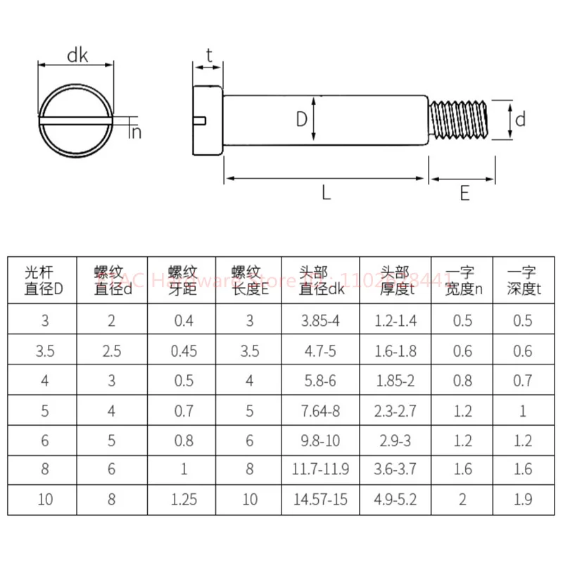 GB830 304 Stainless Steel Slotted Shoulder Screw - Image 5