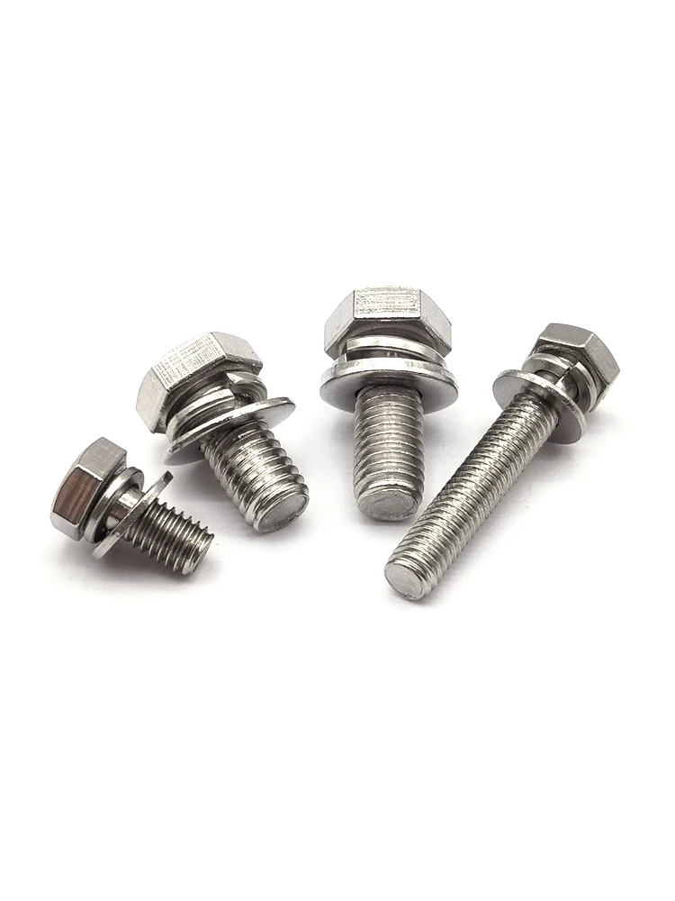 GB9074.17 304 Stainless Steel Hexagon Bolt + Spring Lock Washers + Plain Washer - Image 7