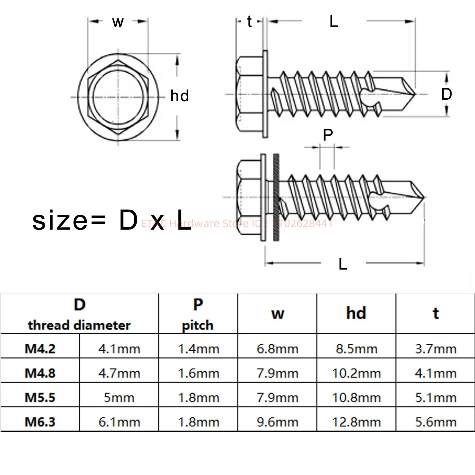 410 Stainless Steel Hexagon Self-drilling Screw - Image 6