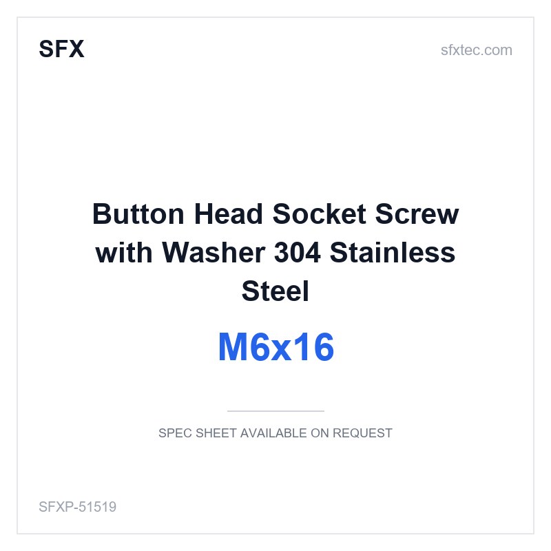 Button Head Socket Screw with Washer M6x16 304 Stainless Steel