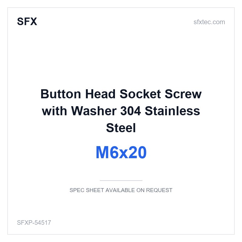 Button Head Socket Screw with Washer M6x20 304 Stainless Steel