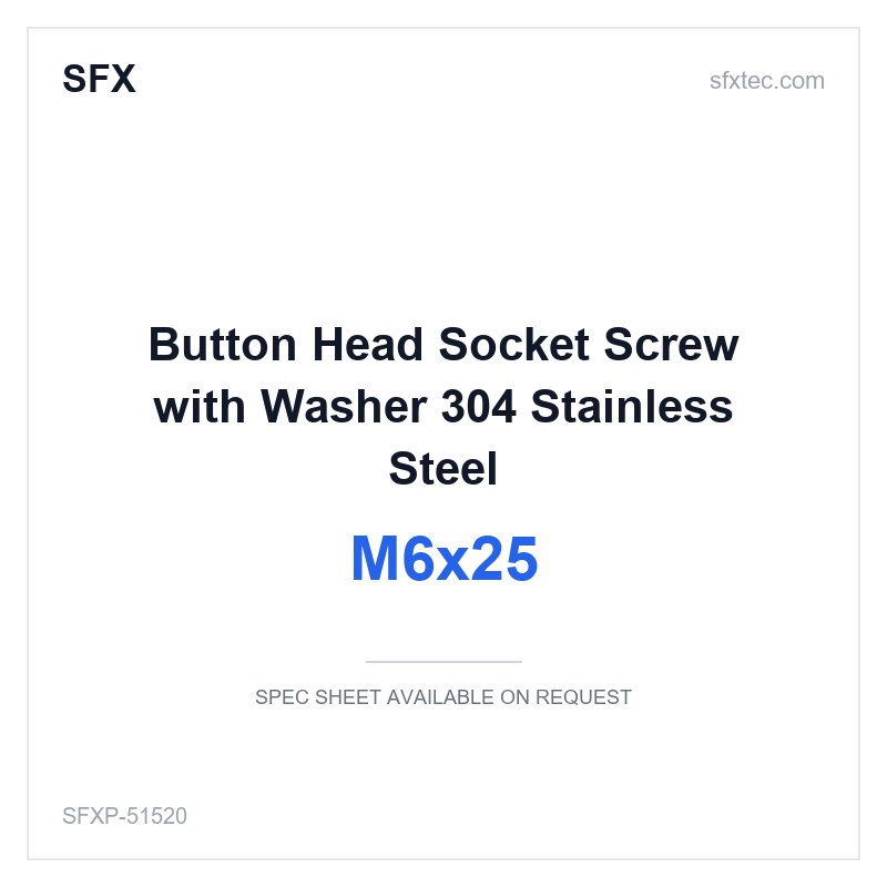 Button Head Socket Screw with Washer M6x25 304 Stainless Steel
