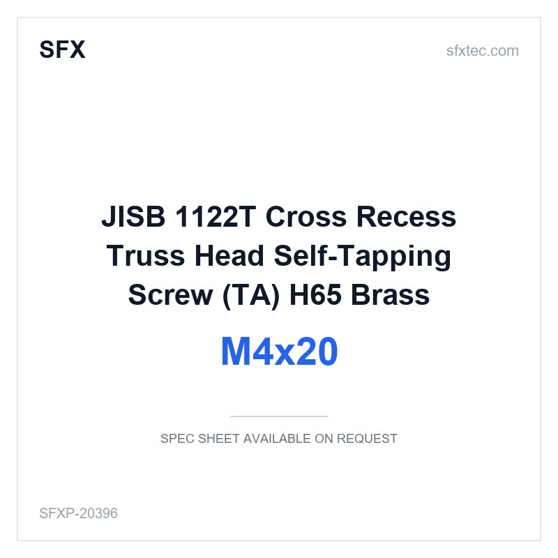 JISB 1122T Cross Recess Truss Head Self-Tapping Screw (TA) M4x20 H65 Brass