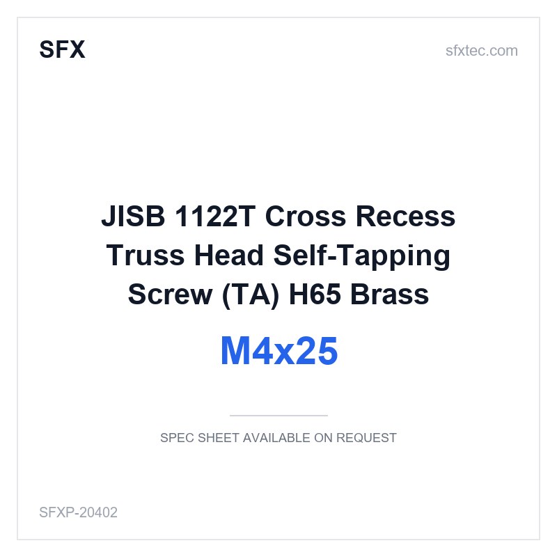 JISB 1122T Cross Recess Truss Head Self-Tapping Screw (TA) M4x25 H65 Brass