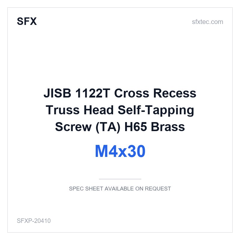 JISB 1122T Cross Recess Truss Head Self-Tapping Screw (TA) M4x30 H65 Brass