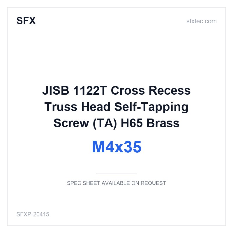 JISB 1122T Cross Recess Truss Head Self-Tapping Screw (TA) M4x35 H65 Brass