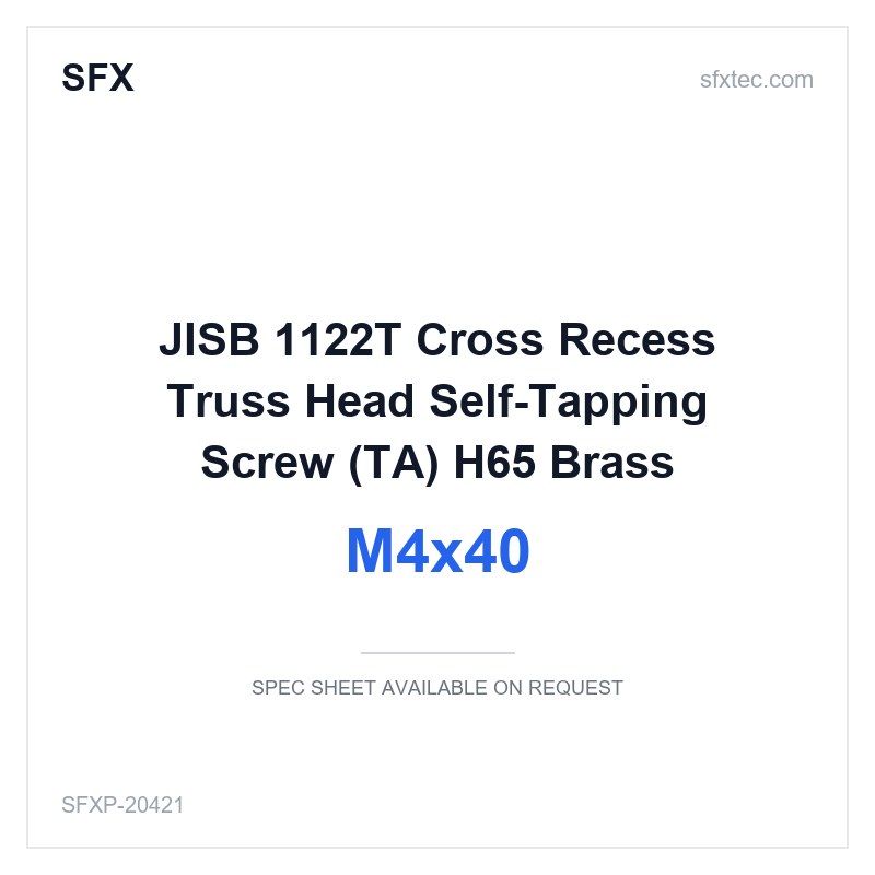 JISB 1122T Cross Recess Truss Head Self-Tapping Screw (TA) M4x40 H65 Brass