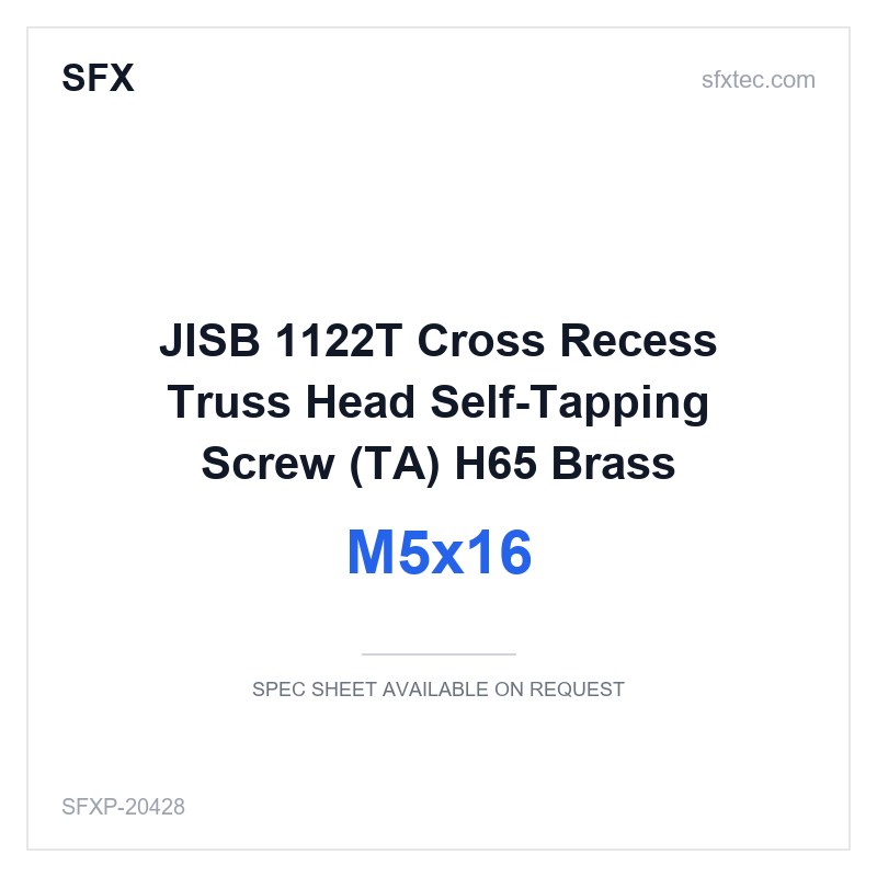JISB 1122T Cross Recess Truss Head Self-Tapping Screw (TA) M5x16 H65 Brass