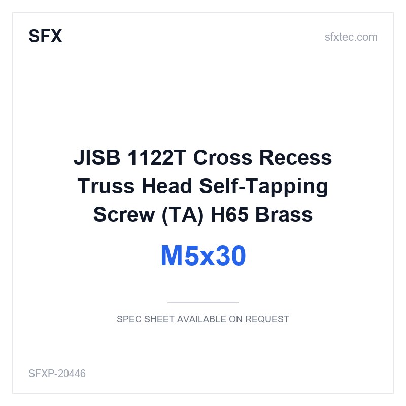 JISB 1122T Cross Recess Truss Head Self-Tapping Screw (TA) M5x30 H65 Brass