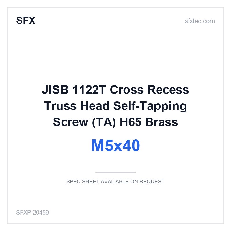 JISB 1122T Cross Recess Truss Head Self-Tapping Screw (TA) M5x40 H65 Brass