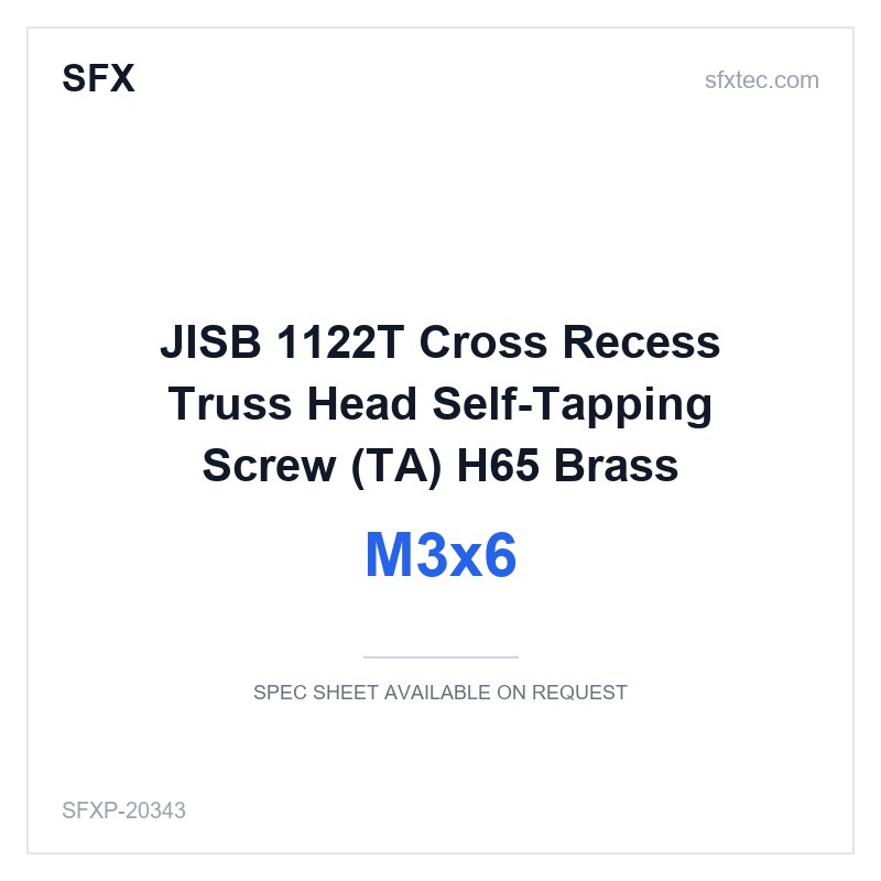 JISB 1122T Cross Recess Truss Head Self-Tapping Screw (TA) M3x6 H65 Brass
