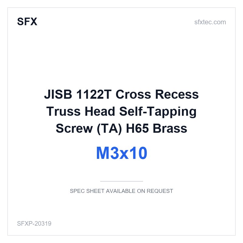 JISB 1122T Cross Recess Truss Head Self-Tapping Screw (TA) M3x10 H65 Brass