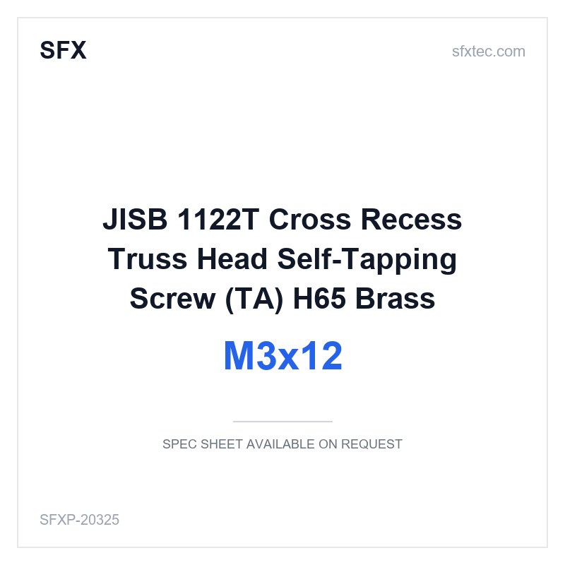 JISB 1122T Cross Recess Truss Head Self-Tapping Screw (TA) M3x12 H65 Brass