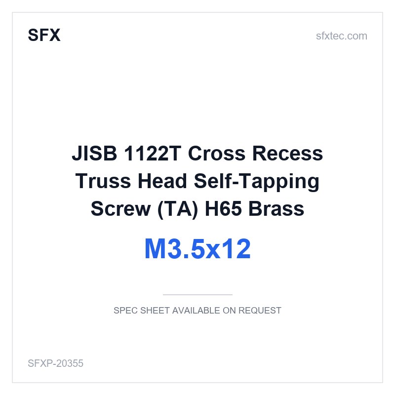 JISB 1122T Cross Recess Truss Head Self-Tapping Screw (TA) M3.5x12 H65 Brass