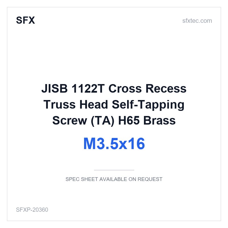 JISB 1122T Cross Recess Truss Head Self-Tapping Screw (TA) M3.5x16 H65 Brass