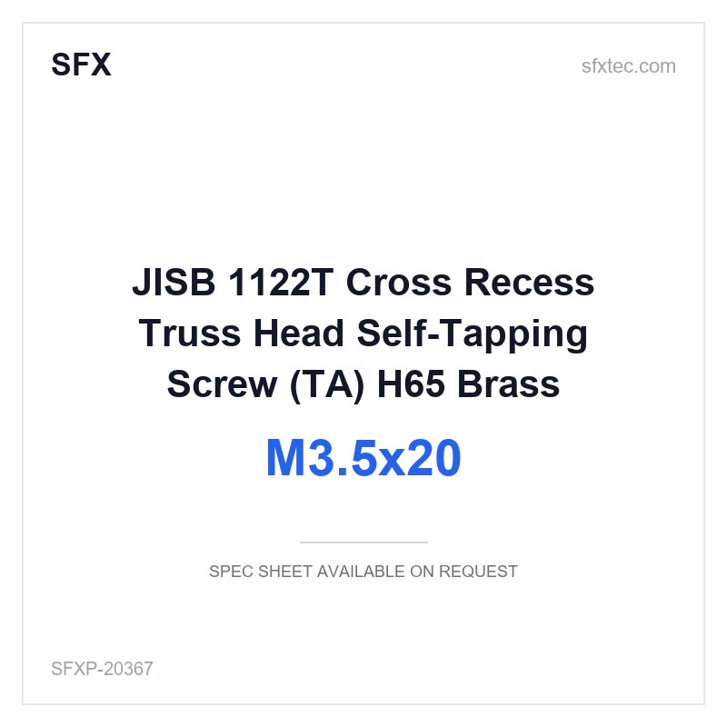 JISB 1122T Cross Recess Truss Head Self-Tapping Screw (TA) M3.5x20 H65 Brass
