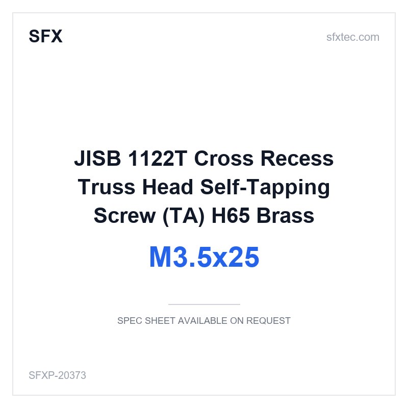 JISB 1122T Cross Recess Truss Head Self-Tapping Screw (TA) M3.5x25 H65 Brass