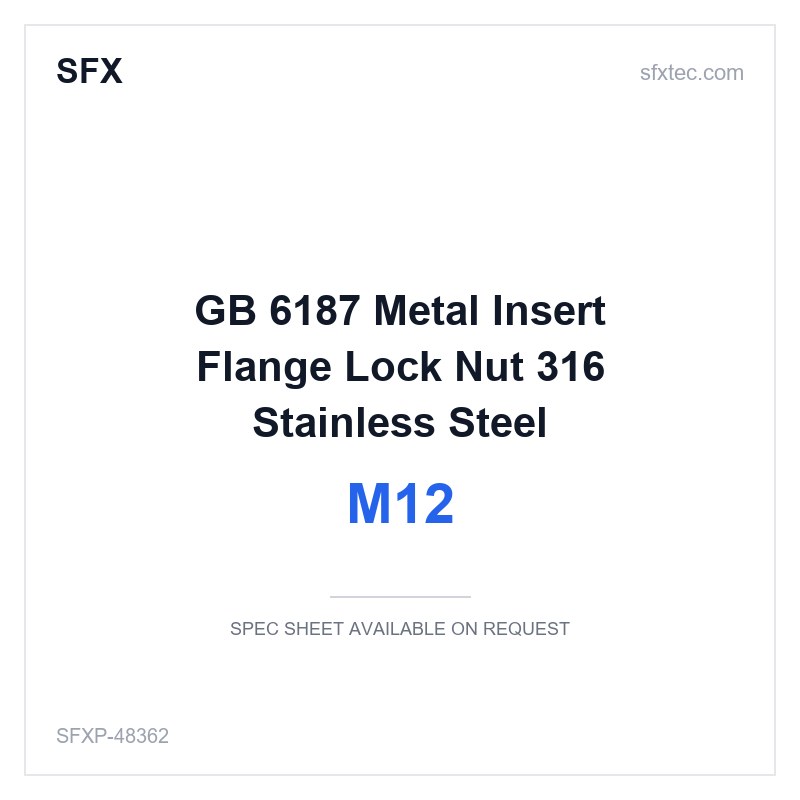 GB 6187 Metal Insert Flange Lock Nut M12 316 Stainless Steel