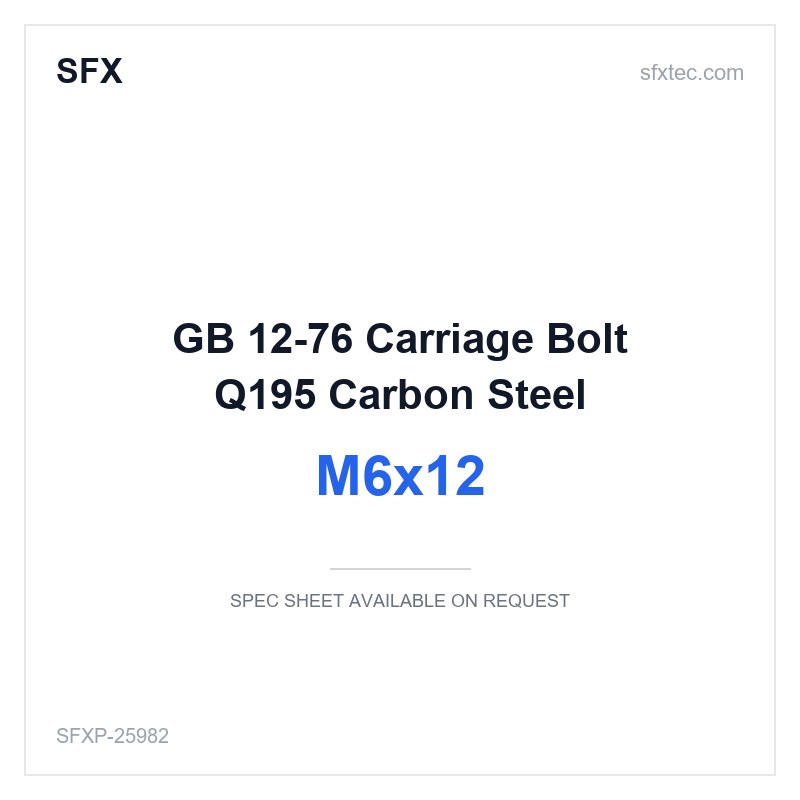 GB 12-76 Carriage Bolt M6x12 Q195 Carbon Steel