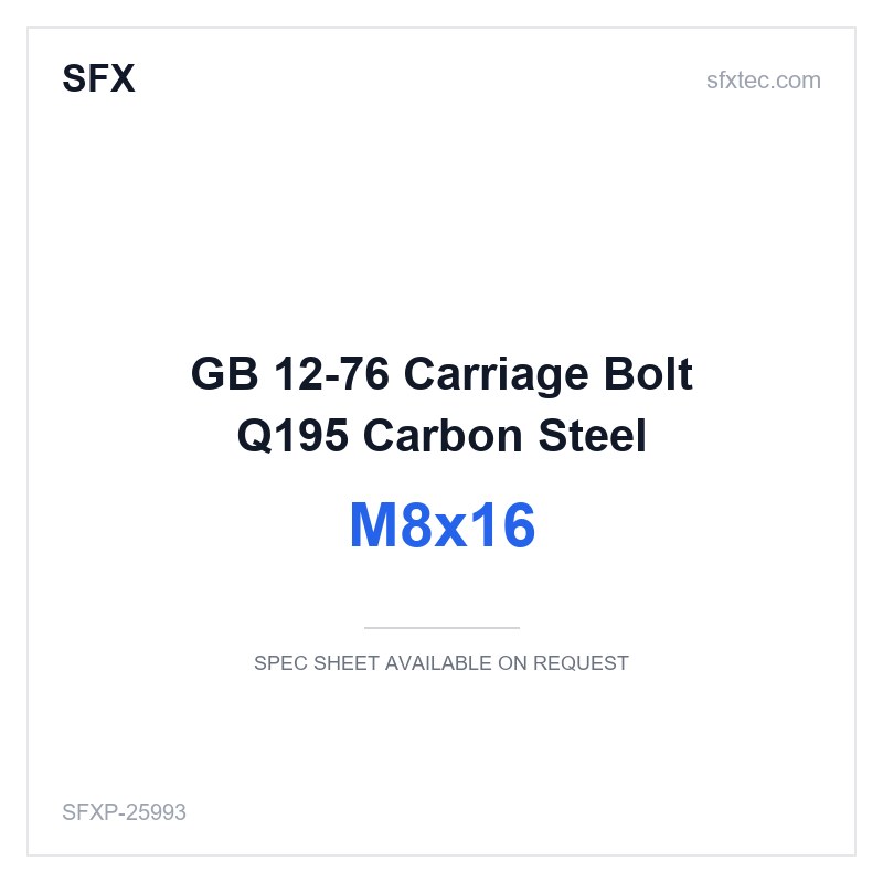 GB 12-76 Carriage Bolt M8x16 Q195 Carbon Steel