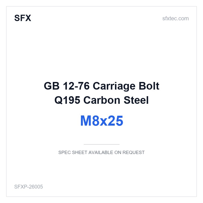 GB 12-76 Carriage Bolt M8x25 Q195 Carbon Steel