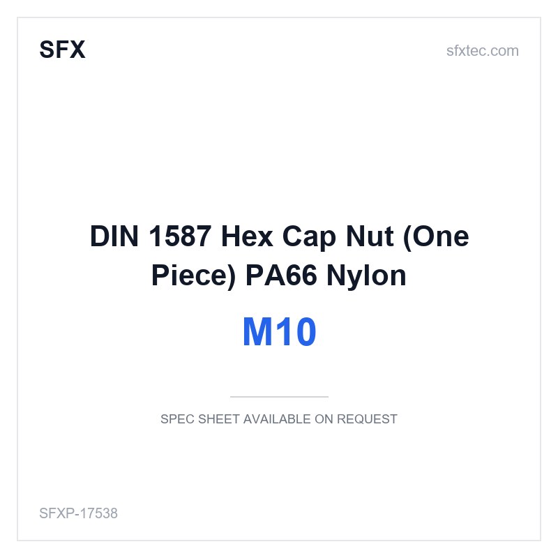 DIN 1587 Hex Cap Nut (One Piece) M10 PA66 Nylon