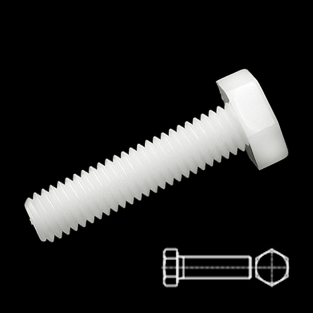 DIN 933 Hex Head Bolt Full Thread M12x35 PA66 Nylon