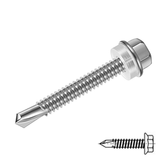 Hex Washer Head Self-Drilling Screw M4.8x16 410 Stainless Steel
