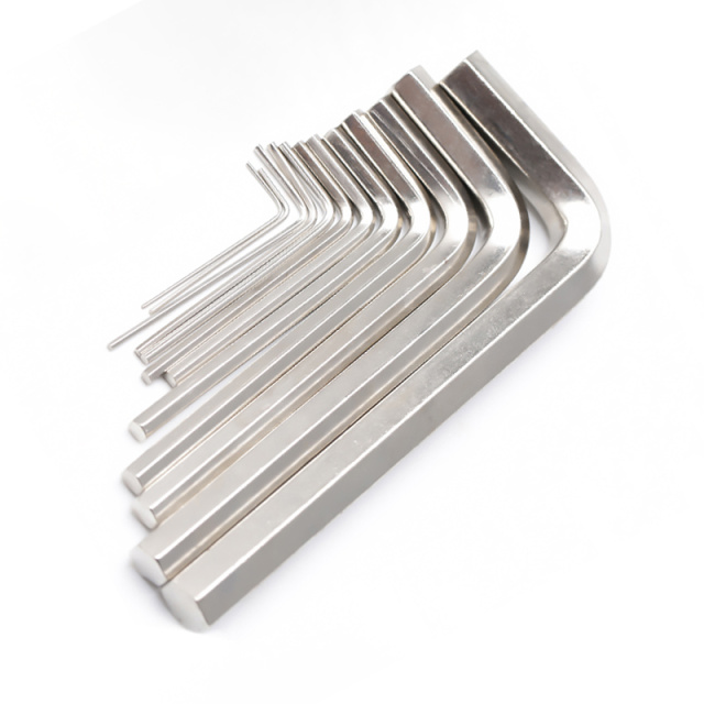 Standard Length Hex Key Set Nickel-Plated Standard-Length M0.7-M10 (1 pc each) CR-V Chrome Vanadium Steel