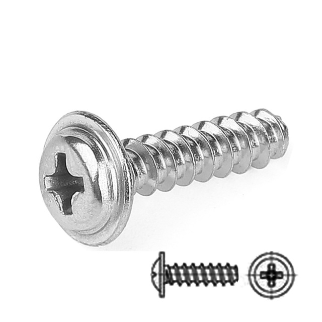 Cross Recess Pan Head Washer Self-Tapping Screw Flat Tail (PWB) M2.2x12 304 Stainless Steel