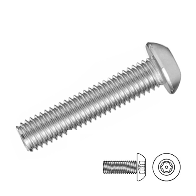 Torx Button Head Screw with Pin M5x8 304 Stainless Steel