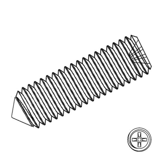 Cross Recess Set Screw Cone Point M4x7 304 Stainless Steel