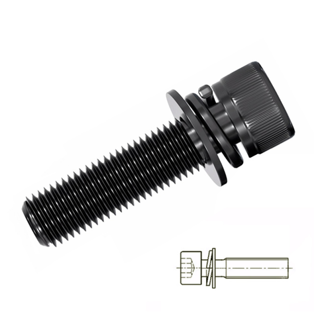 Socket Head Cap Screw with Spring & Plain Washers M2x4 40Cr Alloy Steel