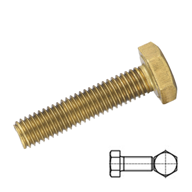 GB 5783 Hex Head Bolt Full Thread M8x100 H62 Brass