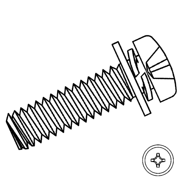 GB 9074.4 Cross Recess Pan Head Screw with Spring & Plain Washer Assembly M2x5 316 Stainless Steel