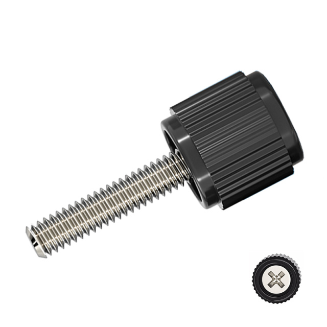 Round Head Thumb Screw (Plastic Cap) 6#-32x8 PP + Q195 Steel