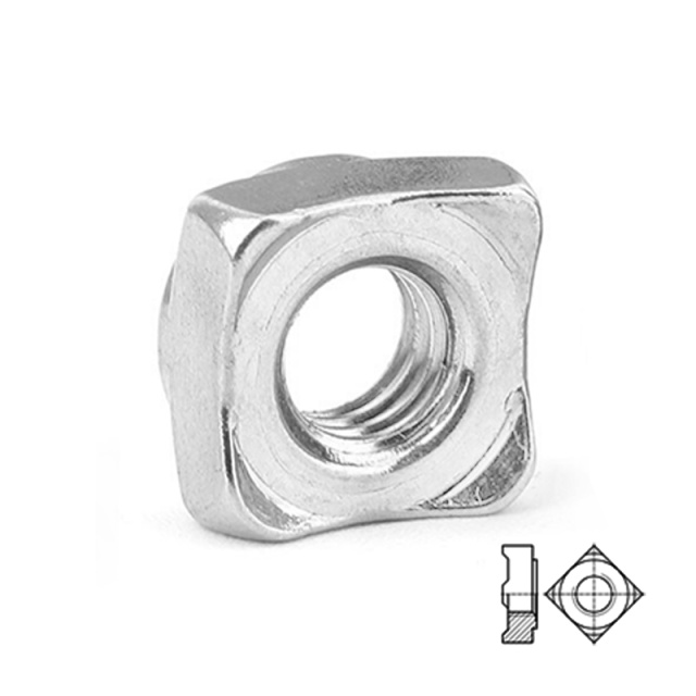 Square Weld Nut M3 304 Stainless Steel