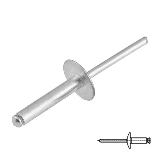 Open End Large Flange Blind Rivet M3.2x16 5052/7A03 Aluminium