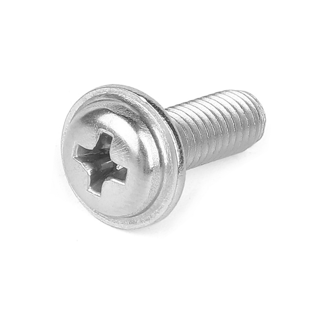 DIN 967 Cross Recess Pan Head Screw with Washer Full Thread M2x3 304 Stainless Steel