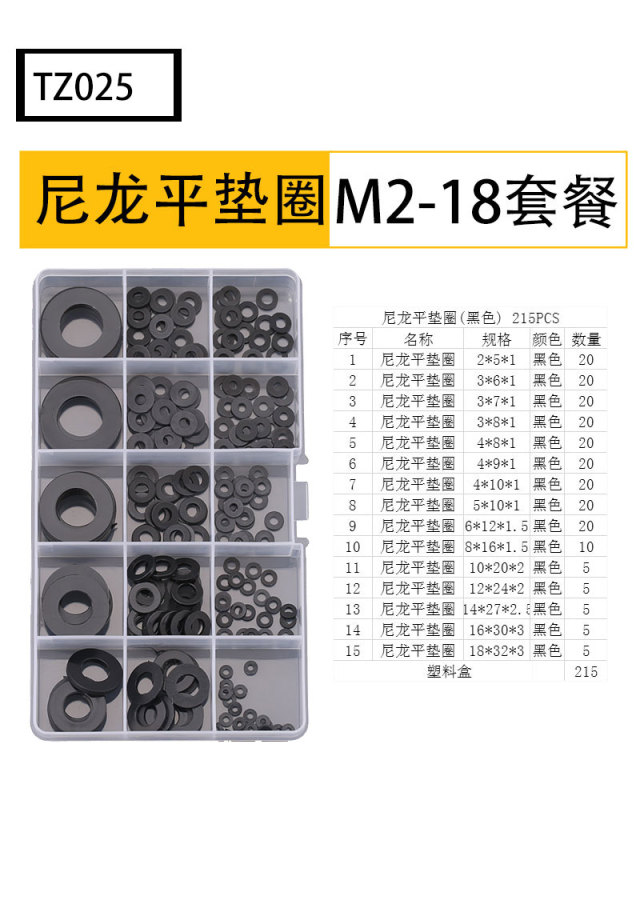 DIY Assortment Kit Nylon Flat Washer (Black) Nylon