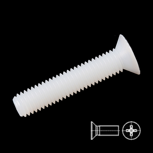 GB 819 Cross Recess Countersunk Screw Full Thread M8x15 PA66 Nylon