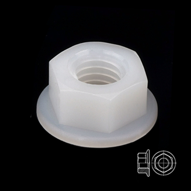 DIN 6923 Hex Flange Nut M3 PA66 Nylon