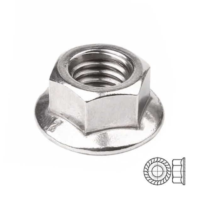 DIN 6923 Hex Flange Nut M2 Q195 Carbon Steel